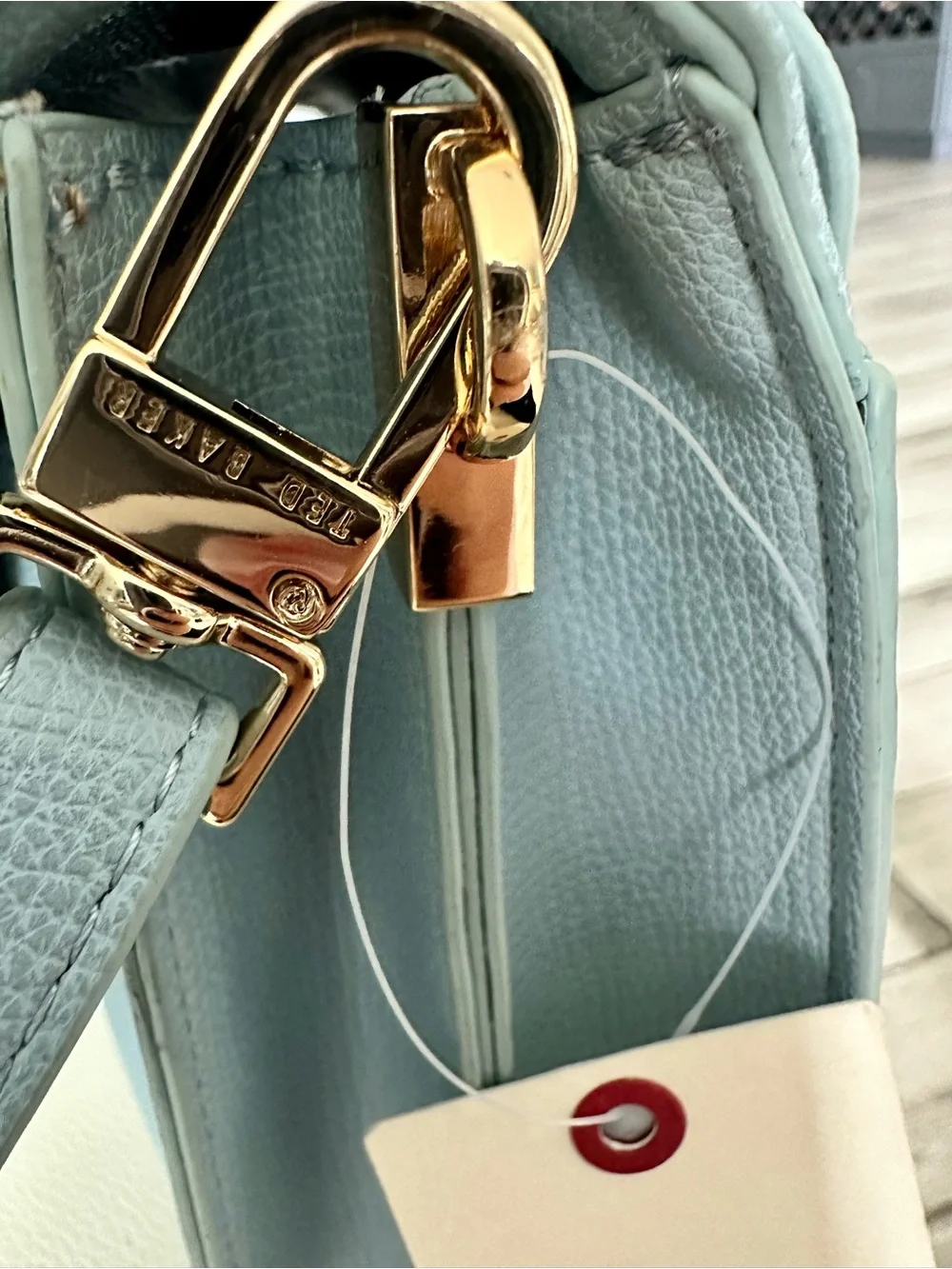 Ted Baker Light Blue Top-Handle Satchel with Gold Hardware
